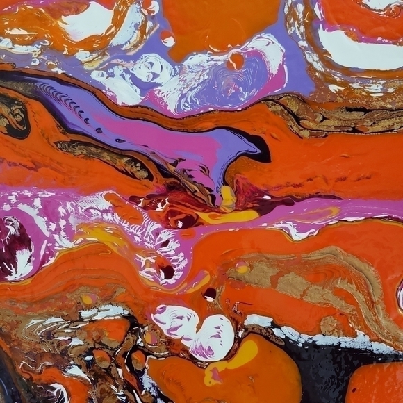 Fluid Art Acrylic Paintings Wooden Panel 20L x 10H x 1.5W - Picture 2 of 8